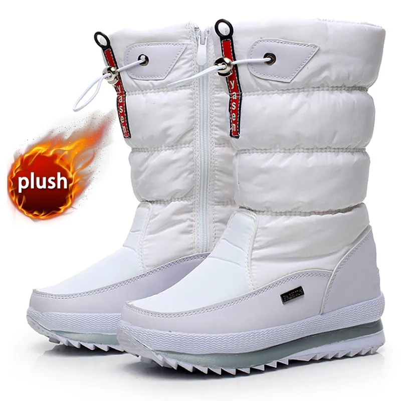 Women snow boots  luxury platform winter boots thick plush waterproof non-slip boots  fashion  winter shoes warm fur botas mujer