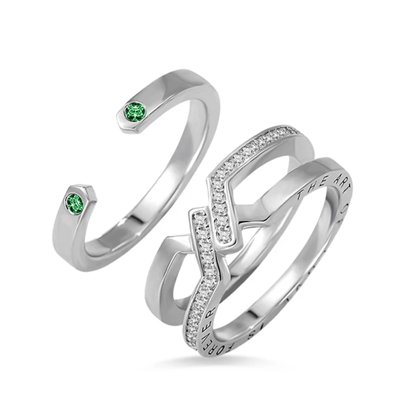 AILIN 2020 New Removable Couple Rings 925 Silver Custom Birthstone Rings For Women Personalised Jewelry Lovers's Gifts