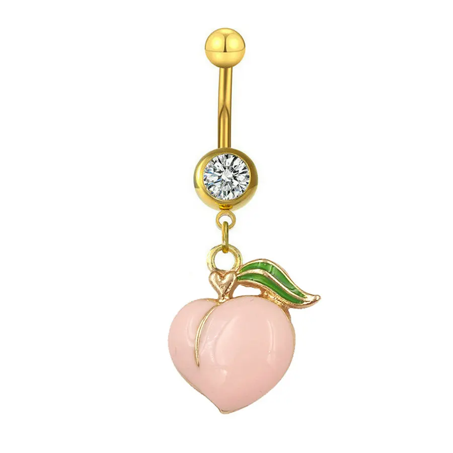 

20pcs/lot Pink Peach Navel Belly Ring Gold-Color Piercing Ombligo Beach Jewelry for Woman Gift