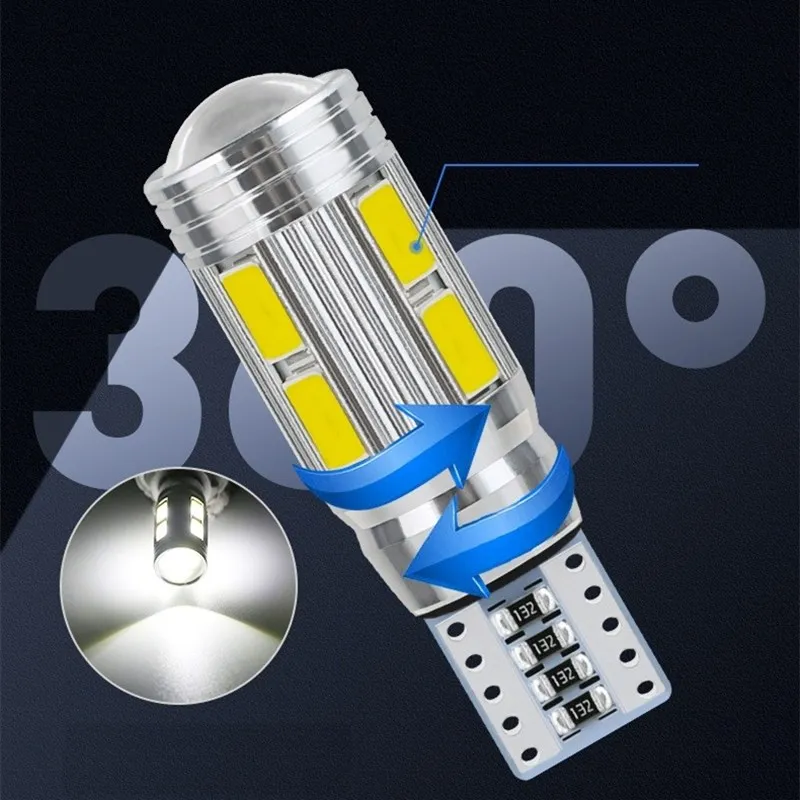 

1000pcs T10 W5W 194 LED Bulb For Car LED Signal Light Canbus Free Error 5630 Chips 12V White Auto Wedge Side Trunk Lamps