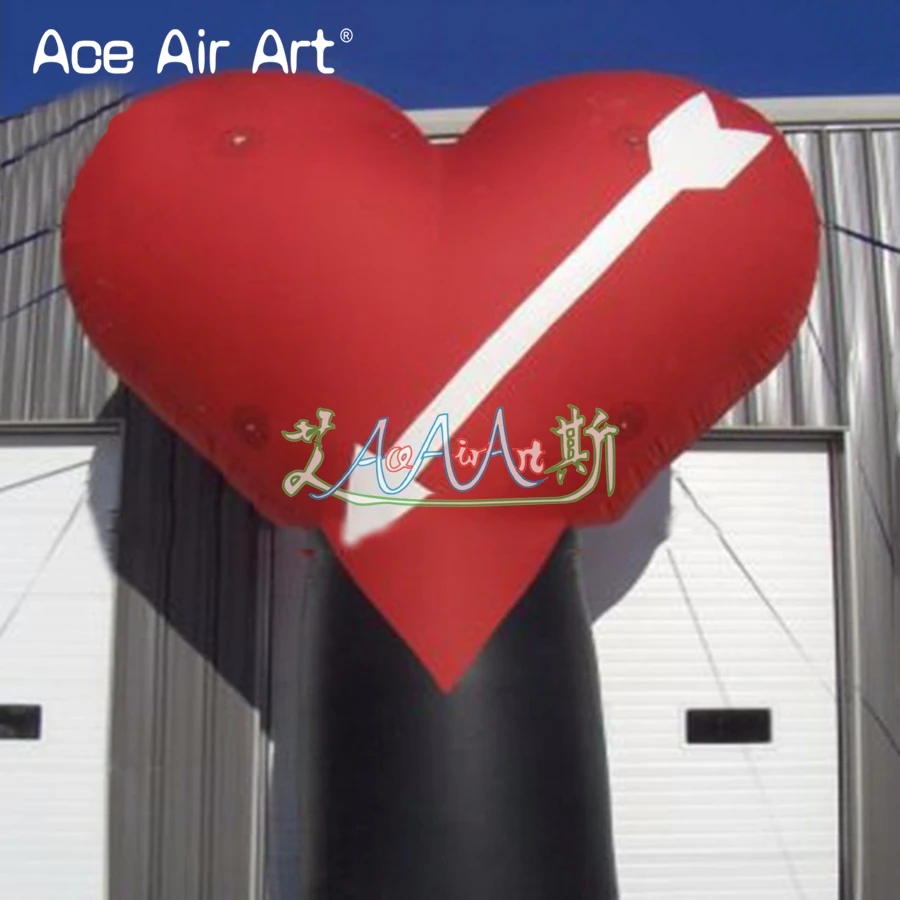 Elegant Inflatable Red Heart With White Arrow Valentine's Day Gift For Outdoor Party Decoration Made By Ace Air Art