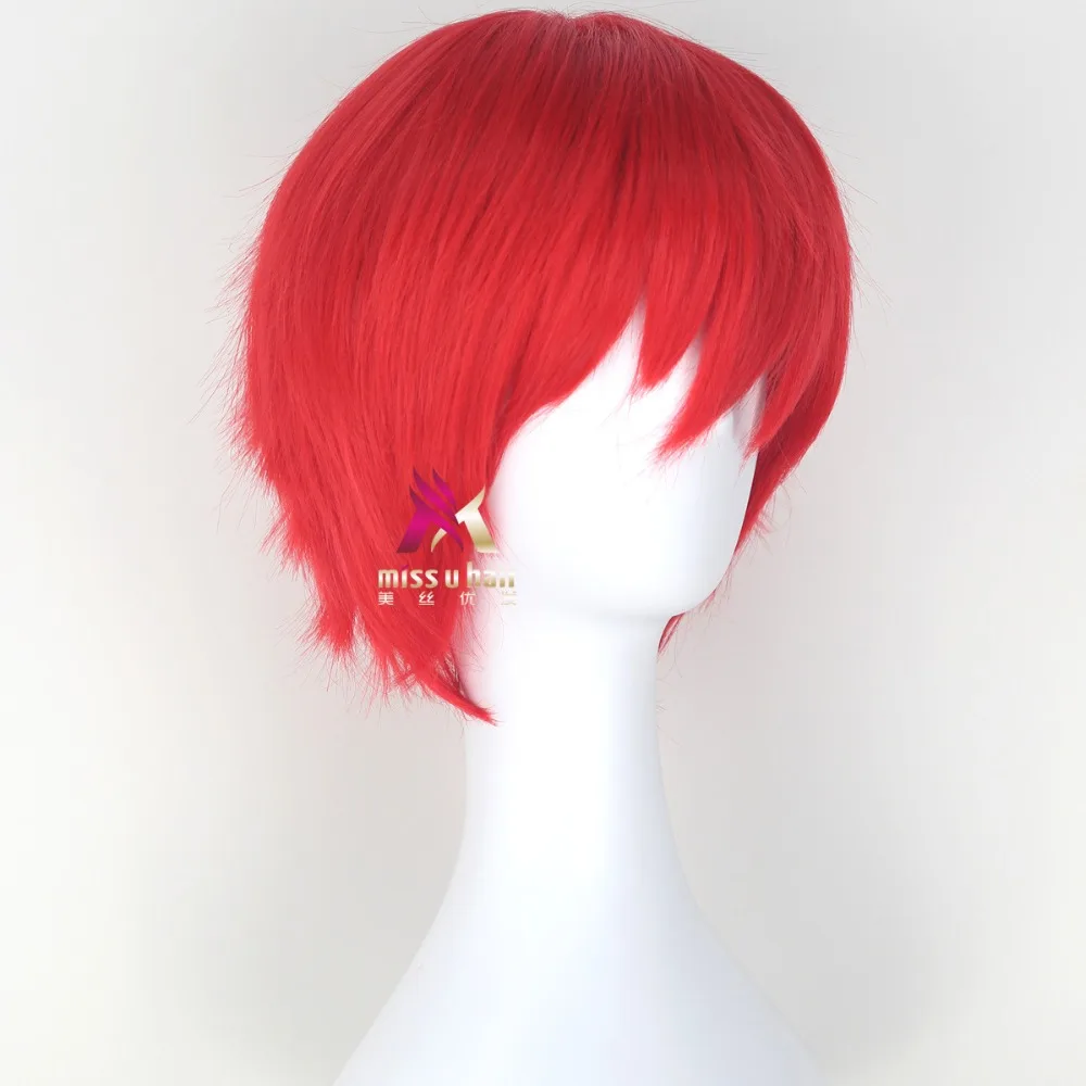 Japanese Anime Assassination Classroom Karma Akabane Akashi Seijuro / Sasori Short Flame Red Cosplay Wig Costume +wig cap