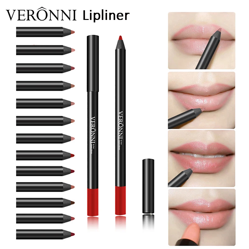 VERONNI Matte Lip Gloss Transparent Tube High Capacity Exquisite Lipstick Lipliner Makeup Set  Colorful Longlasting Lipgloss Kit