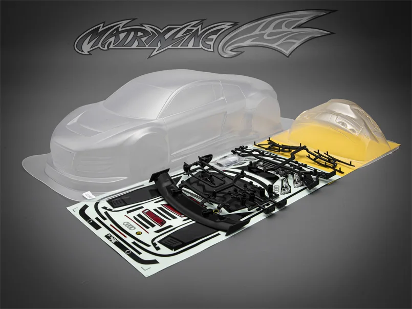 1/10 R8 V10 RC PC Body Shell 195มม.กว้าง260มม.ฐานล้อ Supercar ใสสะอาดไม่มีทาสี Drift Body RC Hsp Hpi Trax Tamiya