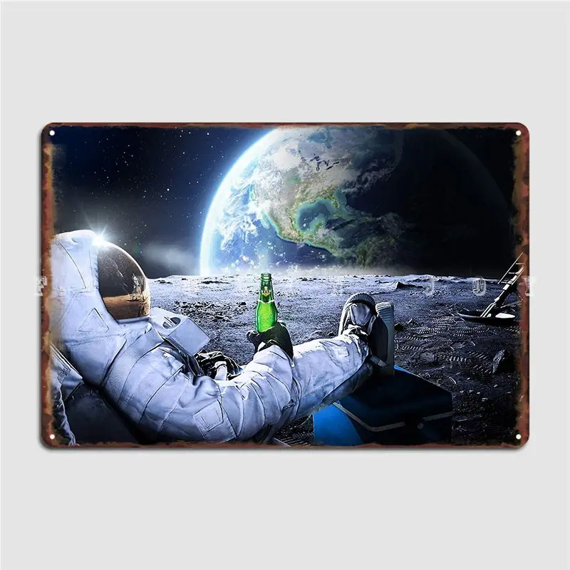 

Astronaut On The Moon With Beer Hq Quality Bestseller Metal Sign Cinema Kitchen Design Kitchen Tin Sign Poster