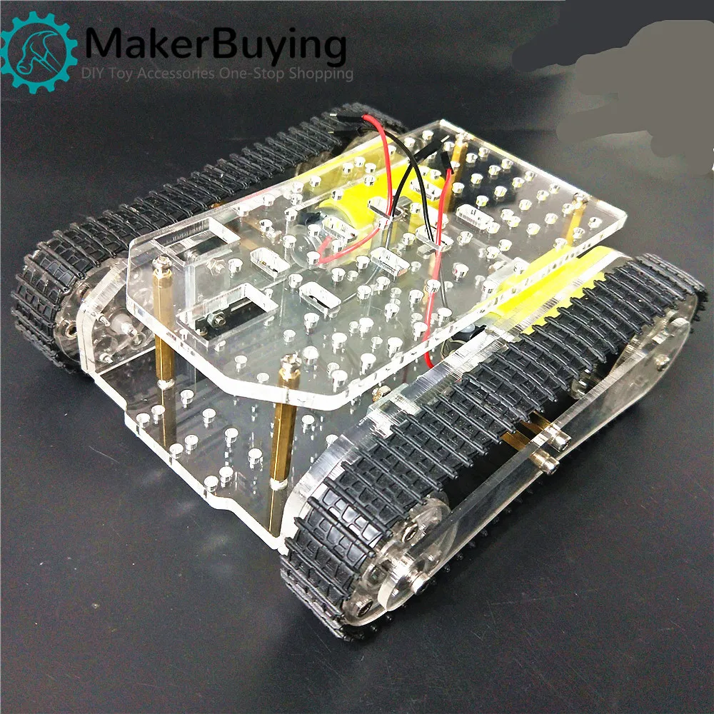 Chasis de tanque de Robot acrílico R4 transparente, fabricación CNC, plataforma hermosa para arduino