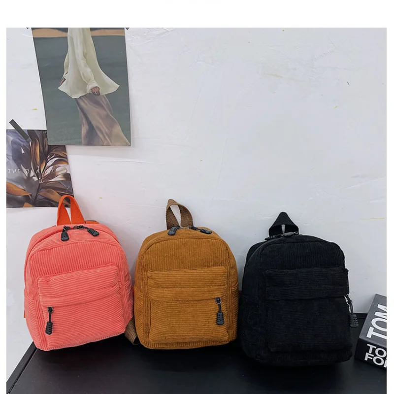 Mini Corduroy Backpack Fashion Women Backpack Pure Color Women Winter Backpack Teenger Girl Phone Bags Female Fashion Bagpack