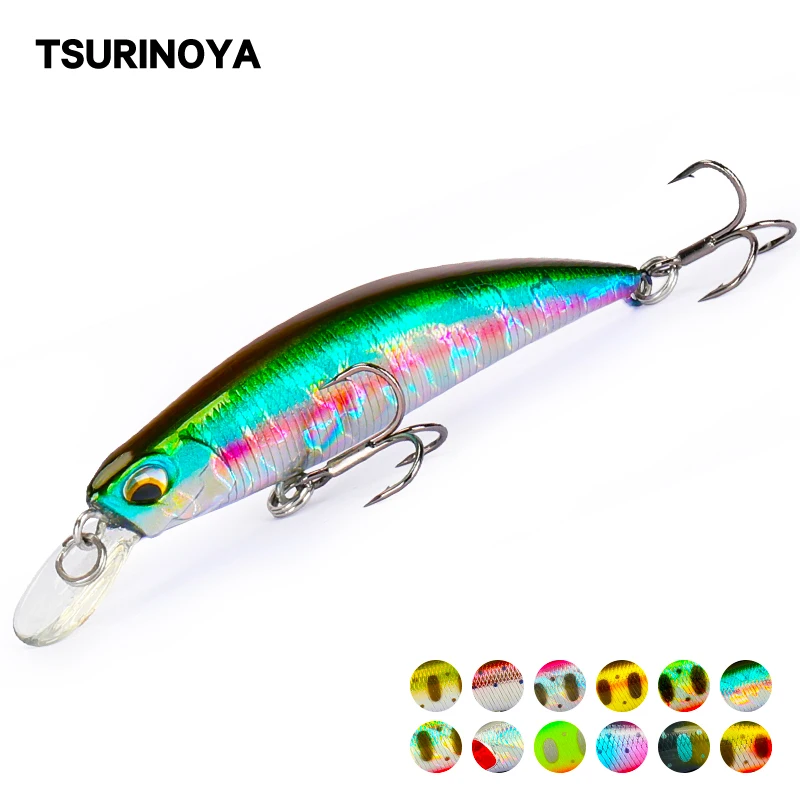 TSURINOYA NUOVO Affondamento Minnow Richiamo di Pesca DW75 Jerkbait Wobbler 70mm 8.9g D'acqua Dolce Spigola Trota Richiamo di Pesca Esca Dura