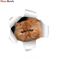 Three Ratels QM-16 Cute 3D Persian Cat Car Wheel Sticker Stickers For Motorcycle Car Sticker