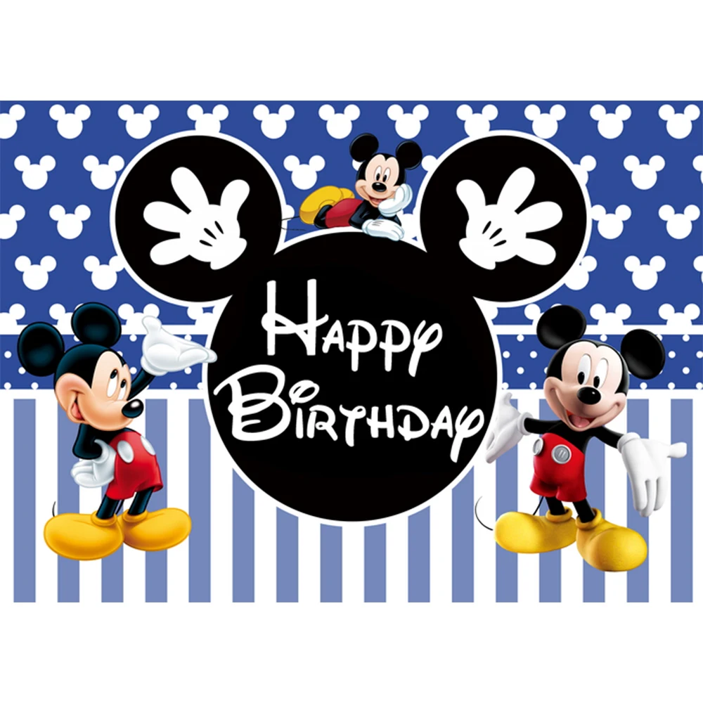 Disney Cartoon Mickey Minnie Mouse Donald Duck Happy Birthday Backgrounds Decors Vinyl Cloth Party Backdrops Baby Shower Banner