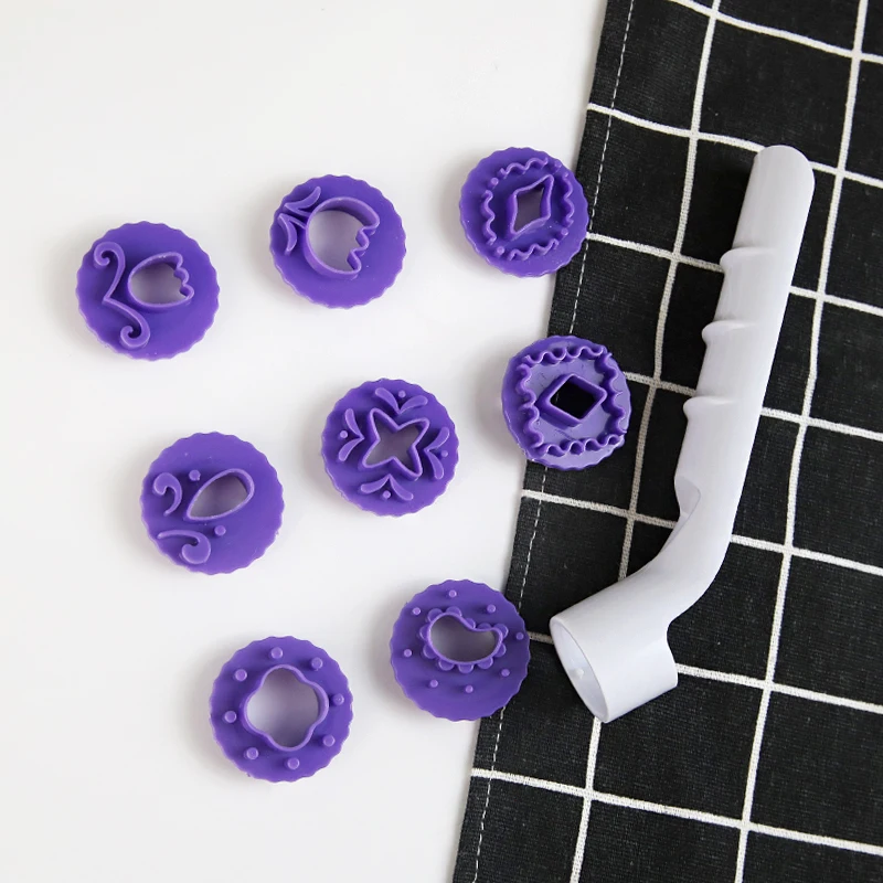 9pc Fondant Sugar Cake Turning tool Heart Flower Star Ribbon Flower Print mould