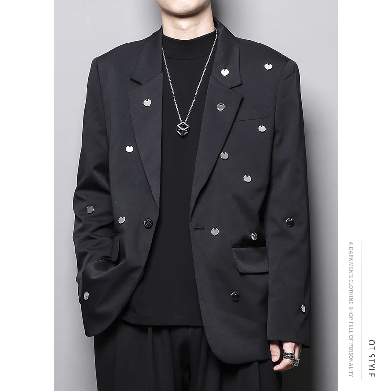 

Men's Casual Suit Personalized Fashion Brand Design Iron Sheet Decoration Catwalk Fashion Hairdresser Suit Coat