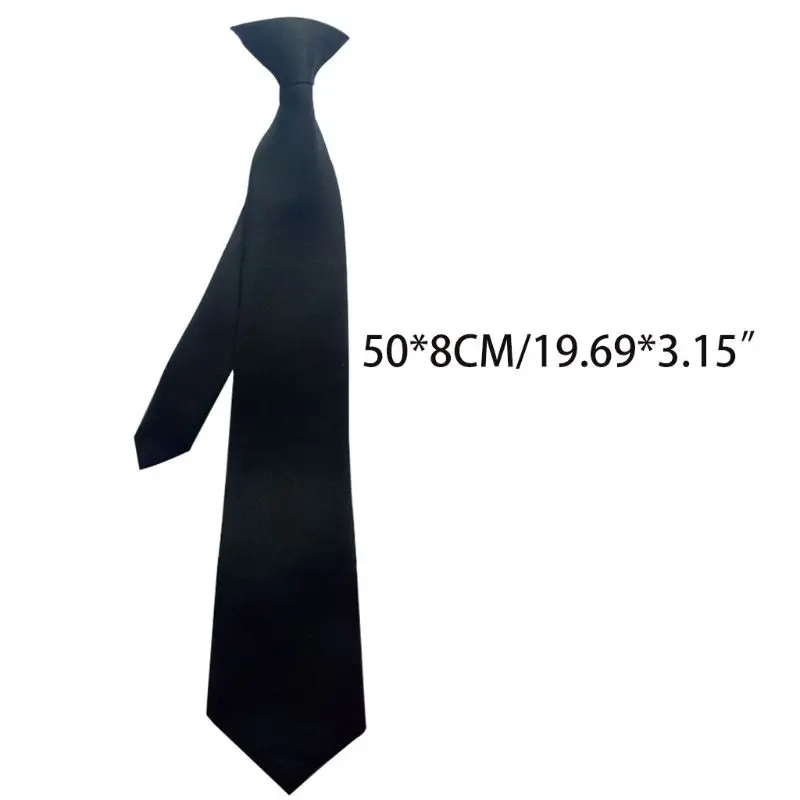 50x8cm Herren Uniform Solid Black Farbe Imitation Seide Clip-On Pre-Gebunden Krawatten für polizei Sicherheit Hochzeit Beerdigung