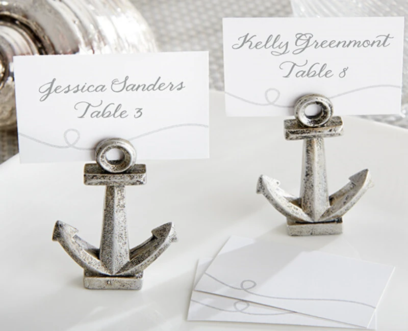 

Hot Sell 100pcs/Lot+Beach Themed Wedding Favors and Supplies "Nautical" Anchor Place Card Holder