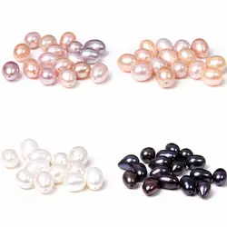 Half Hole Pearl Beads Natural Freshwater Oval Half Drilled Pearls Beads For DIY Jewelry Making Earrings Craft Accessories 10PCS