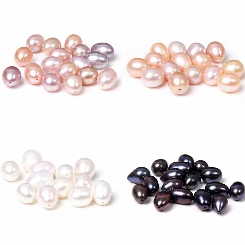 Half Hole Pearl Beads Natural Freshwater Oval Half Drilled Pearls Beads For DIY Jewelry Making Earrings Craft Accessories 10PCS