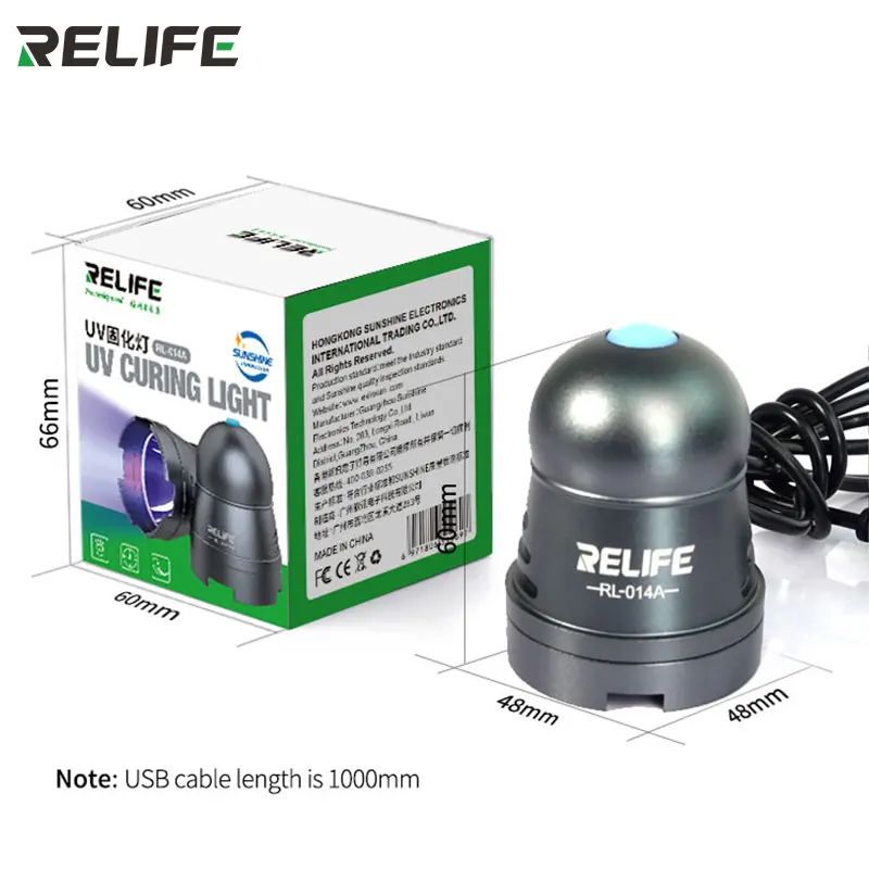 RELIFE RL-014A USB UV Glue Curing Lamp Portable Mobile Phone Repair Tool Smartphone Green Oil Heater Lamp New Package