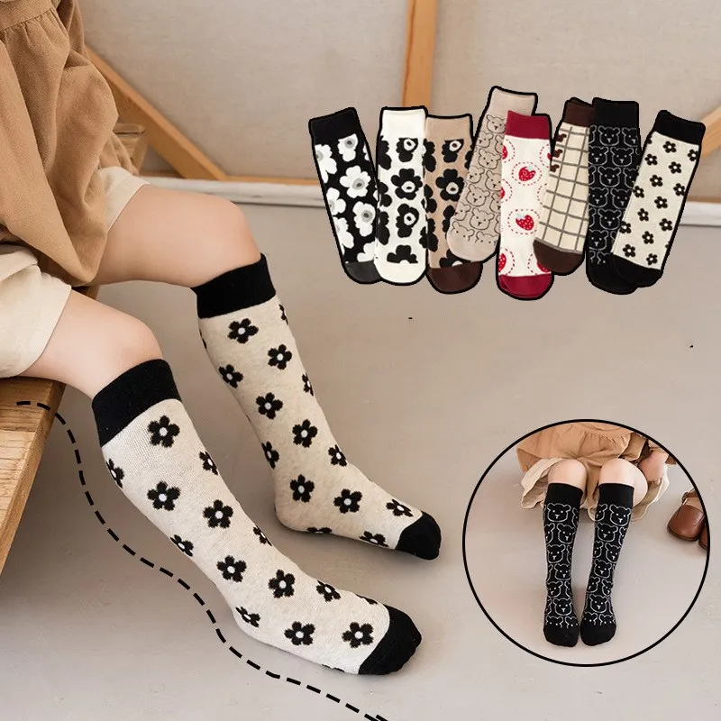 

Print Cartoon Cute Kids Socks Bear Animal Baby Cotton Socks Knee High Long LegWarmers Cute Socks Boy Girl Children socks 3-12 Y