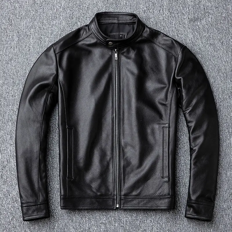 

2021 Autumn Winter New Fashion Motorcycle Genuine Leather Jacket for Men Style Biker Jackets Slim Cowhide Casual Coat Men E244