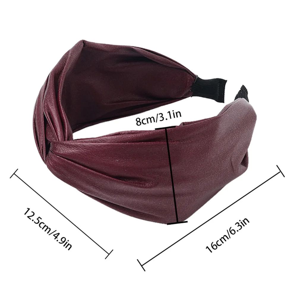 New Fashion European and American Simple ins Solid headband cross-gloss PU leather Hairpin for girl Women Hair Accessory