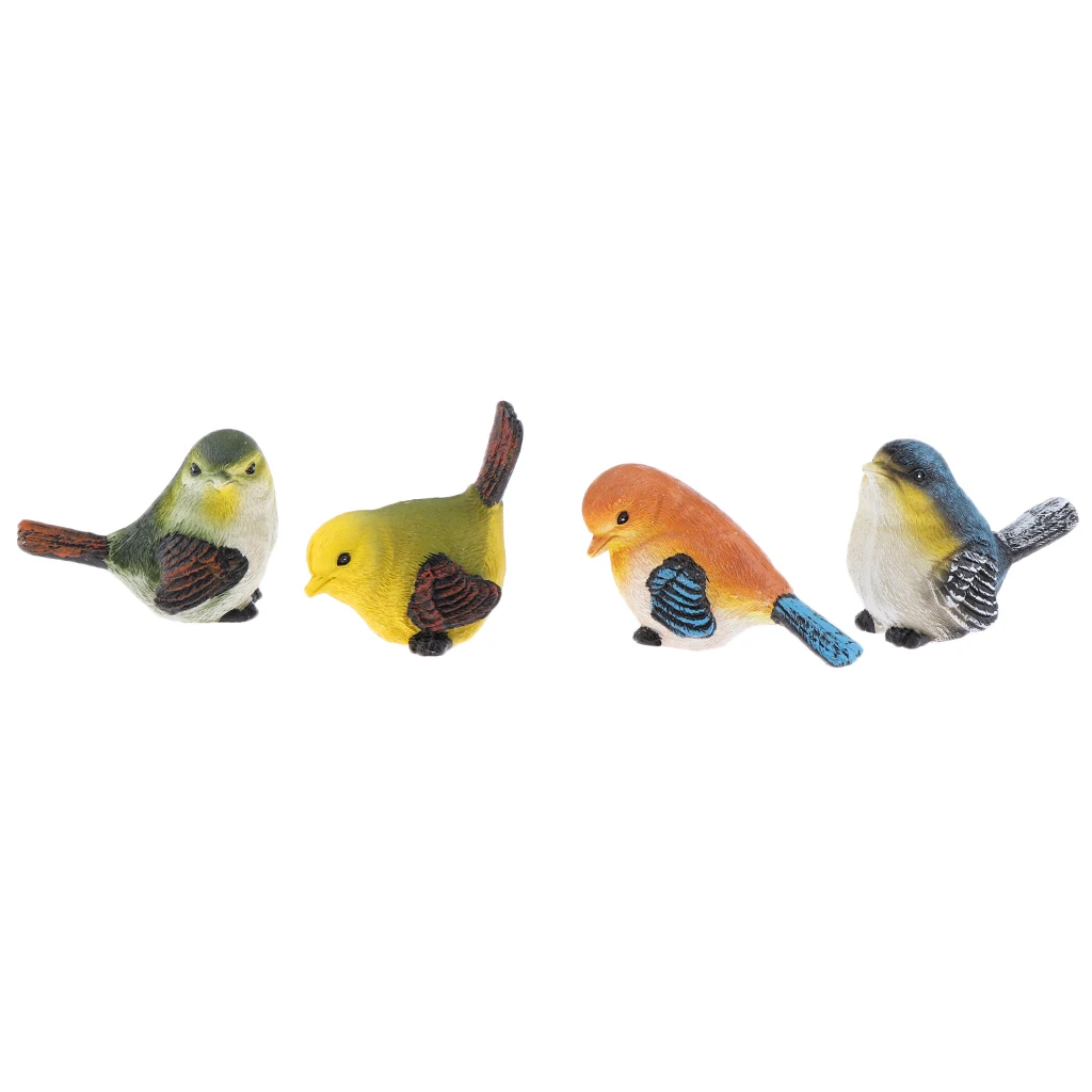 4Pcs Resin Birds Decor Outdoor Garden Yard Artificial Ornamental Bird's Fair Microlandschaft Ornament