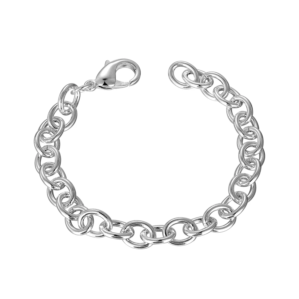 BABYLLNT 925 Sterling Silver Fashion Bracelet Basic Chain Lobster Clasp O-shaped Chain Jewelry For Women Men Classic Party Gifts