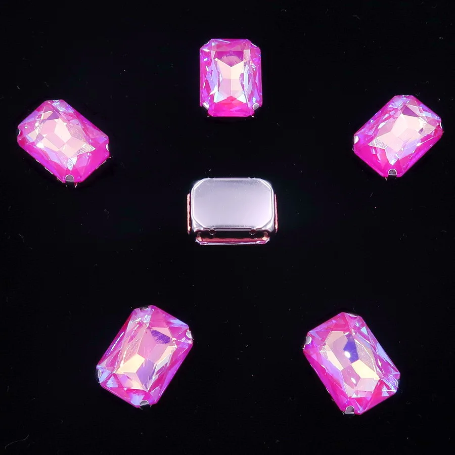 Rechteckige silberne Krallenfassungen, 20 Stück/Packung, 13 x 18 mm, Jelly Candy & AB-Farbe, Glaskristall zum Aufnähen, Strass für Hochzeitskleid, DIY – Detail 5