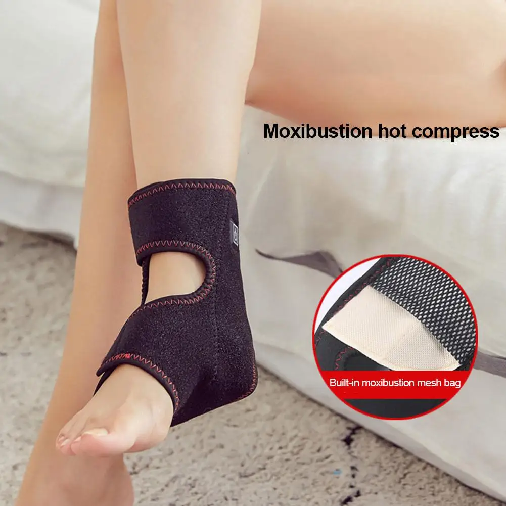 USB Heated Ankle Brace Wrap Support Hot Therapy for Ankle SprainCare belt Support Brace Heel Massager Foot Health Care