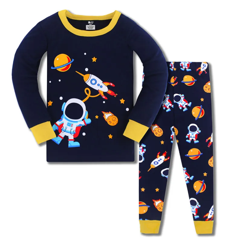 Jumping New Arrival Space Rocket Print Sleepwear  Autumn Winter Baby Pyjamas 3-8T Children Fashion Home Clothes Set 2 Pcs Suits