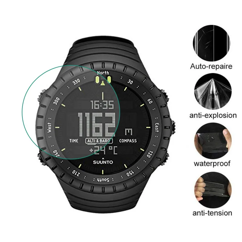 3 قطعة بولي TPU لينة واضحة طبقة رقيقة واقية الحرس لساعة Suunto Core GPS الرياضة جميع الأسود Smartwatch غطاء واقي للشاشة (وليس الزجاج