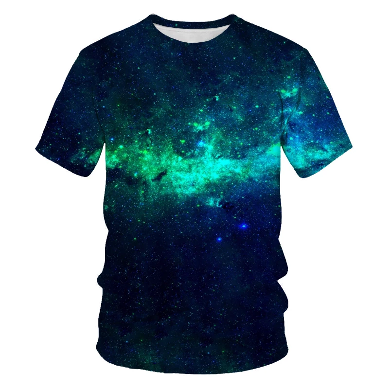 Summer Brilliant Starry Sky graphic t shirts For Men Fashion Universe Planet Pattern T-shirt Personality Hip Hop Print t-shirts