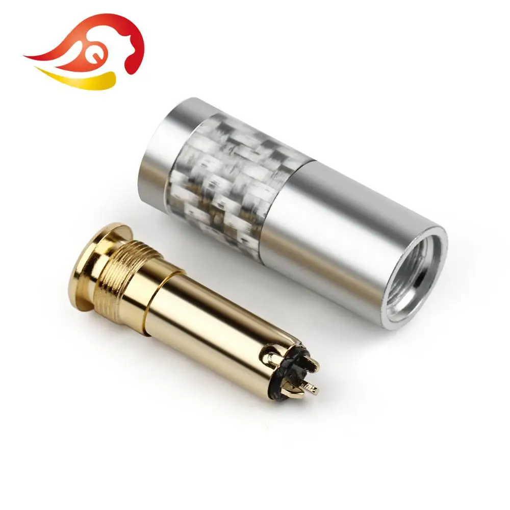 QYFANG 3.5mm Gold Plated Earphone Female Audio Jack 3 Contact Metal Adapter Carbon Fiber Shell Wire Connector For HiFi Headphone
