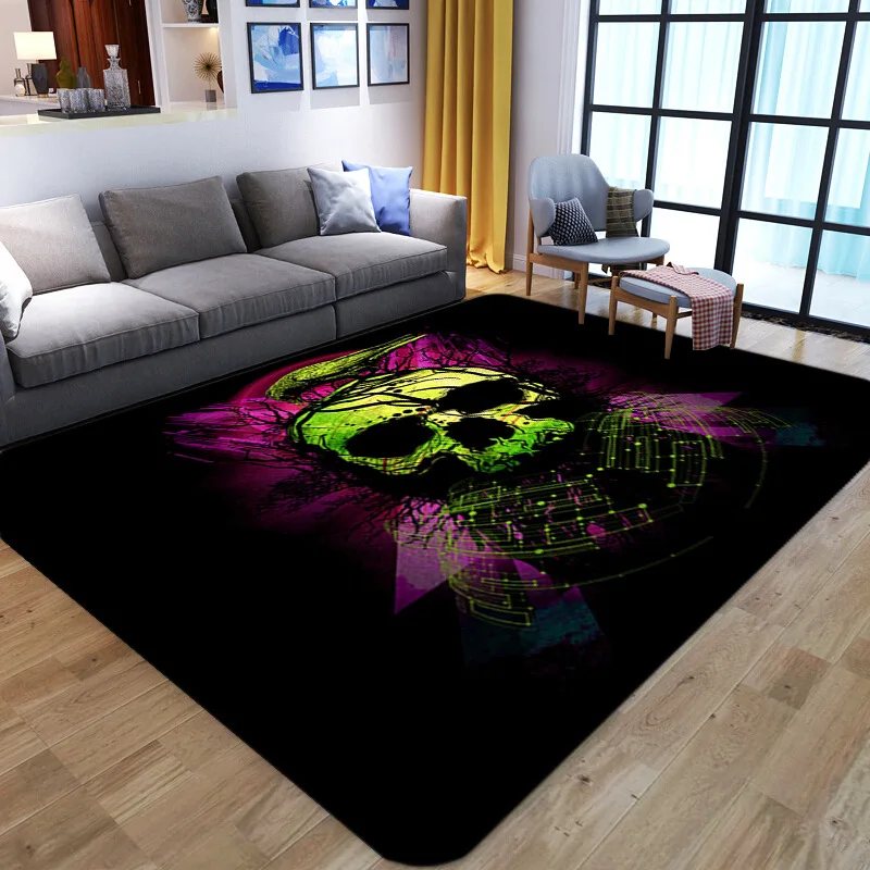 New Colour Skull Printed 3D Carpets for Living Room Bedroom Area Rug Kitchen Floor Door Mat Soft Flannel Home Decor large Carpet