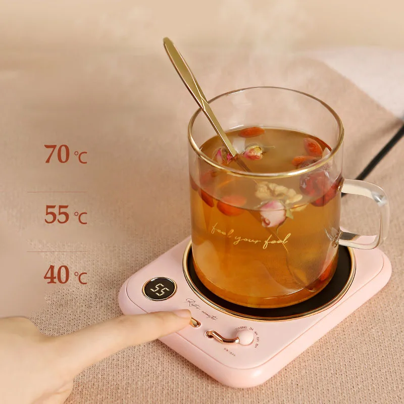 

220V Cup Heater Coffee Mug Warmer Timer Heating Coaster Smart Thermostatic Heating Pad Hot Plate Hot Milk Coffee Cup Warmer 25W