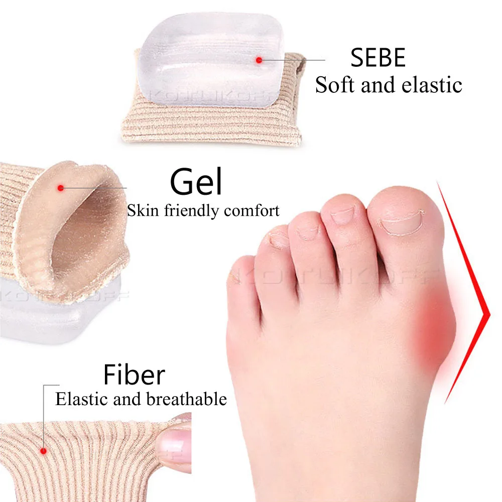 2Pcs Silicone Foot Toe Separator Adjuster Hallux Valgus Pedicure Corrector Feet Care Bunion Bone Thumb Valgus Protector Tool