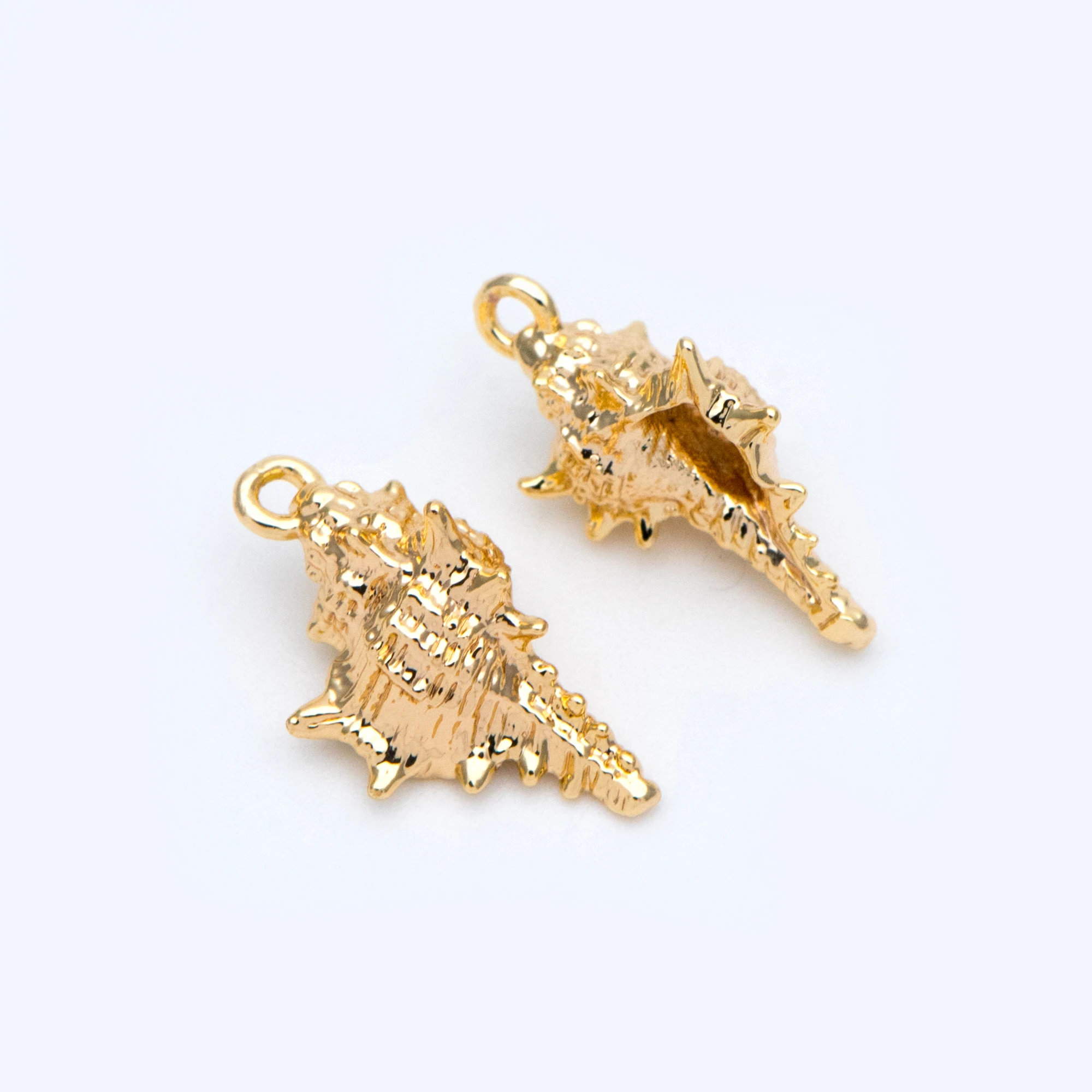 

10pcs 3D Seashell Charms 16x9mm, Gold Plate Brass Dangle Pendants For Jewelry DIY Findings Accessories (GB-952)