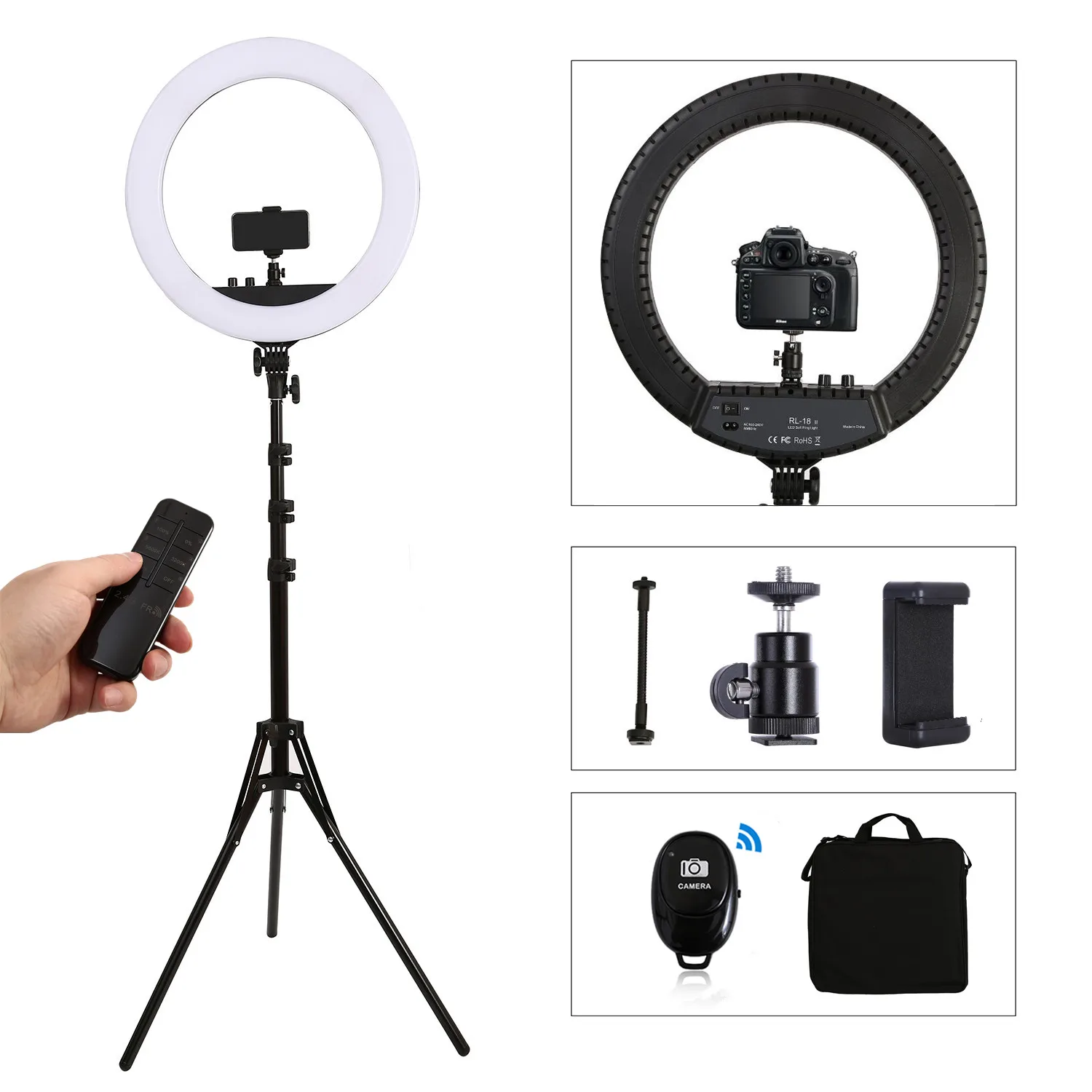 

18inch 55w LED Ring Light Bi-color Camera Phone Photography Ring Lamp With Tripods Stand For shooting makeup video Portrait