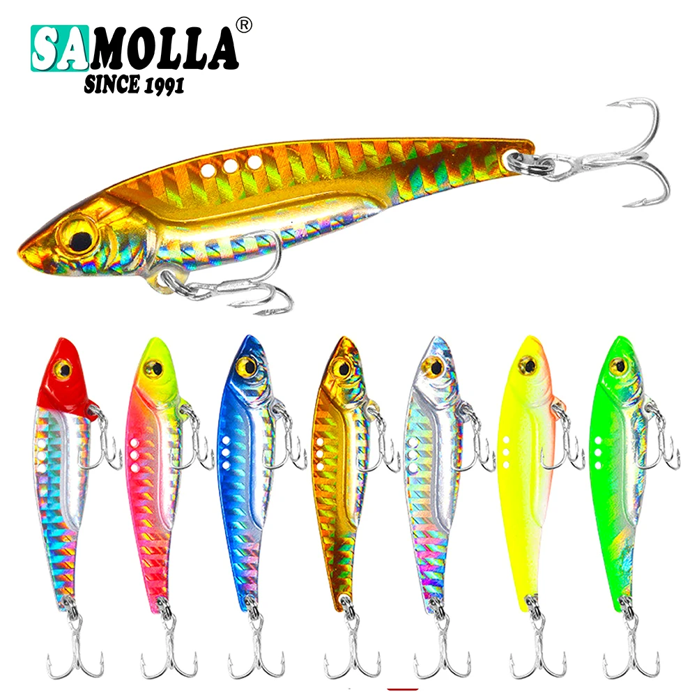 Metal Vib Fishing Lure Weights8-20g Long Shot Slots Hook Metal Jig Articulos De Pesca Isca Artificial Bass Bait Deep Sea Fishing