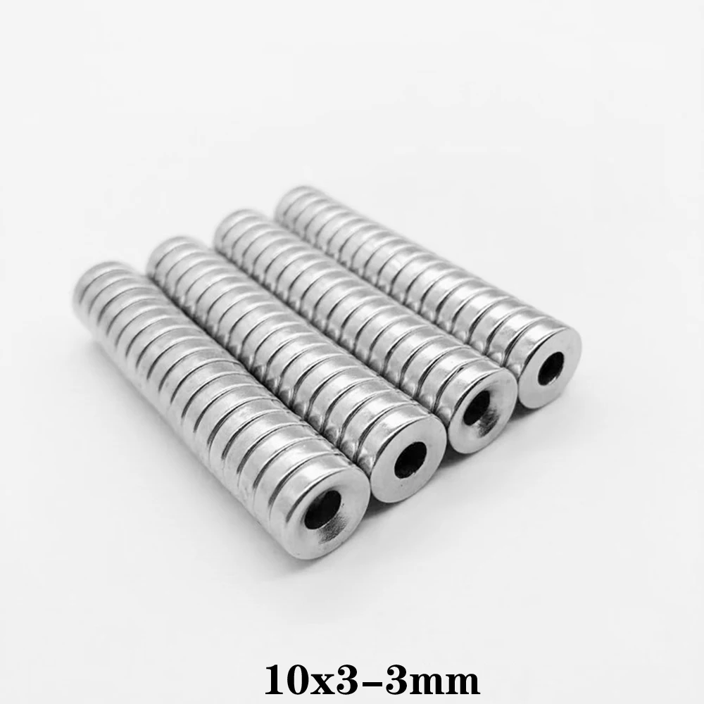 20~300PCS 10x3-3 Neodymium Magnet 10x3 mm Hole 3mm N35 Round Super Strong Countersunk Permanent Magnetic Magnets 10*3-3 mm 10*3