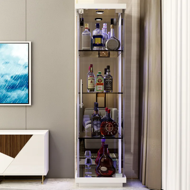 Glass Wine Cabinet Corner Cabinet Display Cabinet Solid Wood Household Cabinet Simple Modern Sideboards Cabinet One Piece