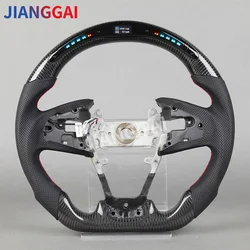 Carbon Fiber Steering Wheel For Honda Civic Gen 10th Type R 2016-2021 LED Carbon Fiber Steering Wheel Perforated Leather