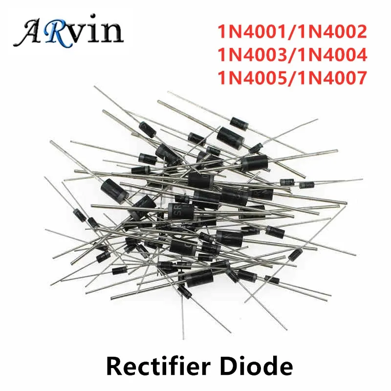 100Pcs Rectifier Diode 1A DO-41 (DO-204AL) Axial 1N4001 1N4002 1N4003 1N4004 1N4005 1N4007 50V 100V 200V 400V 600V 1000V 1N IN