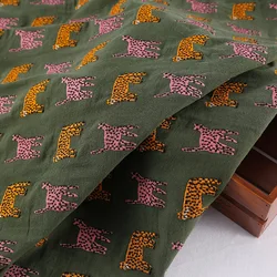Cartoon Jungle Iittle Leopard Embroidery Pattern Handmade DIY Thick Iinen Cotton Cloth Clothing Pillow Fabric