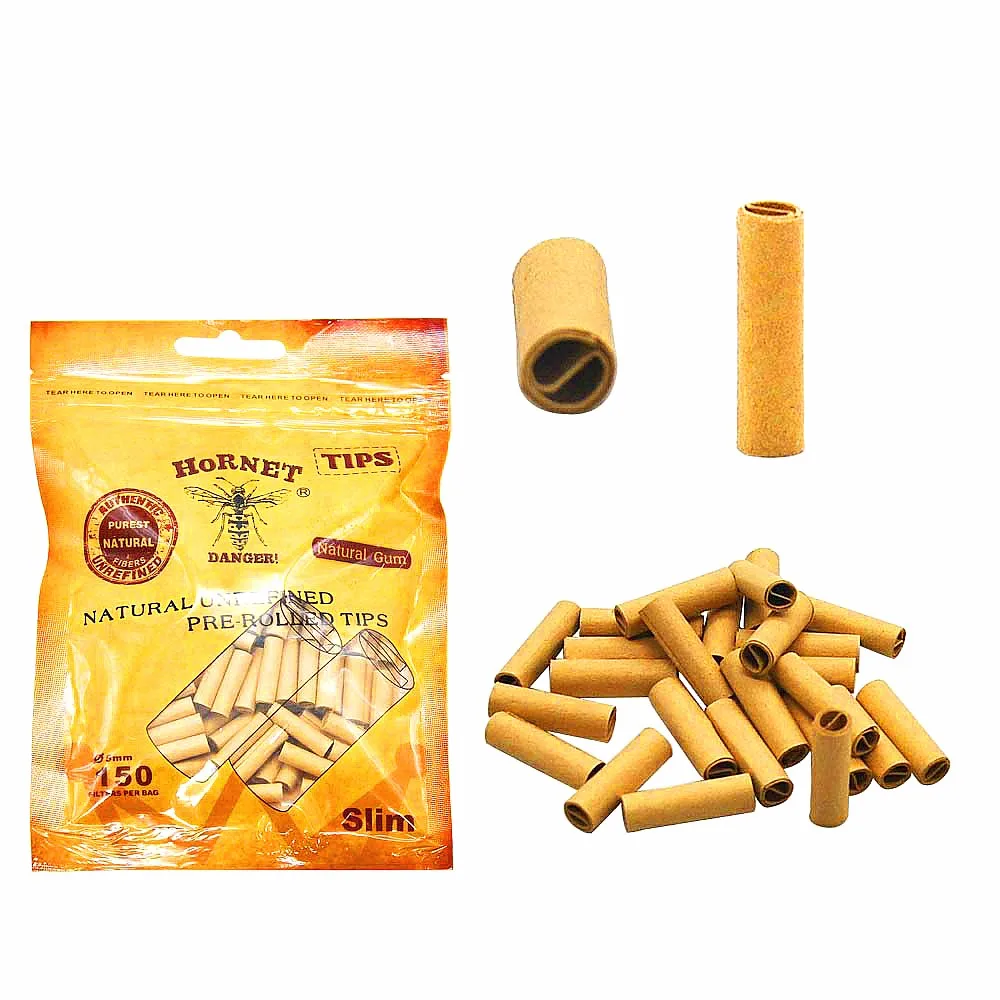 HORNET DANGER 150 x HORNET Natural 5MM/6MM Slim Rolling Filter Tips Unrefined Filter Rolling Tips