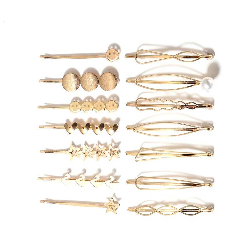 Geometric Barrettes Hair Clips Hairpins for Women Girls Gold Metal Hairgrips Hair Accessories Headdress Hairpin Headwear