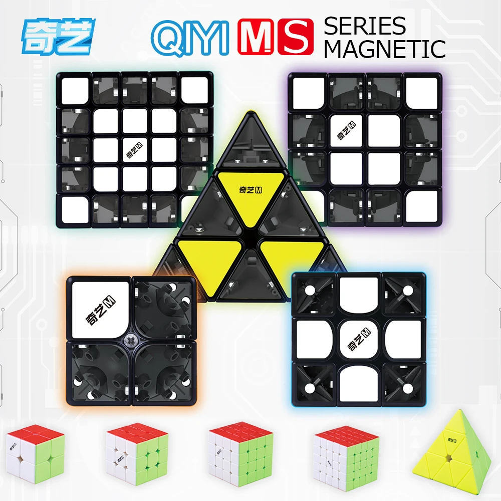 Qiyi MS Series Magnetic 2x2 3x3 4x4 5x5 Pyramid Magic Cube Toys Twisty Speed Puzzle Magnets Cube Educational Children Toys Gift