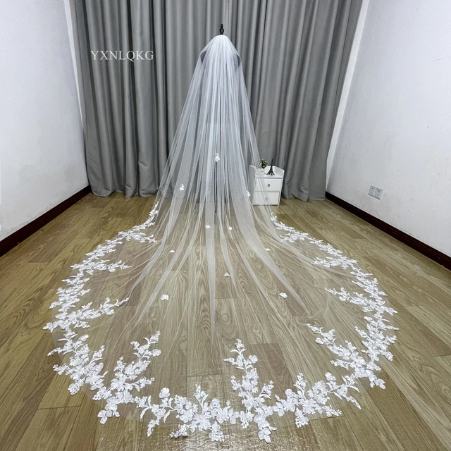 3m Cathedral Wedding Bridal Veil Soft Lace Ivory White Veil with Comb Veu Velo Noiva Wedding Accessories 3m 4m 5m Customizable V 3m Cathedral Wedding Bridal Veil Soft Lace Ivory White Veil with Comb Veu Velo Noiva Wedding Accessories 3m 4m 5m Customizable V