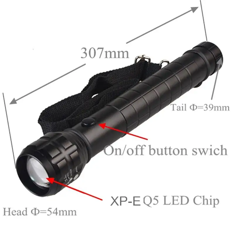 Cold White Light 3W LED Photography Flashlight 3-Mode Zoom Photo Lantern Lamp Metal Reflector Police Hard Torch