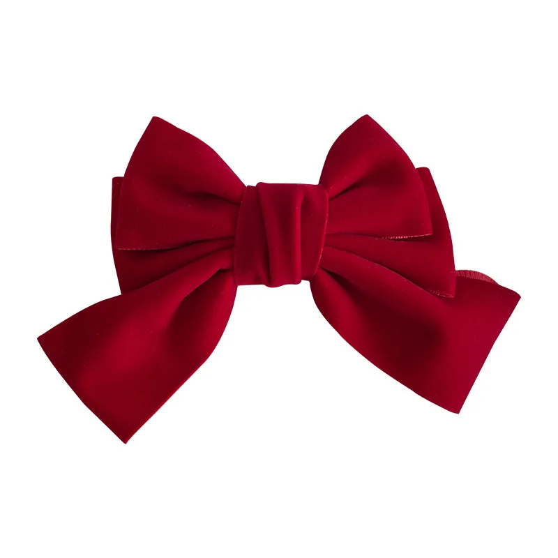 2022 New Fashion Red Series Velvet Big Bow Hairpin For Woman Girls Head Half-Tie Headdress Female Headwear Kid Hair Accessories