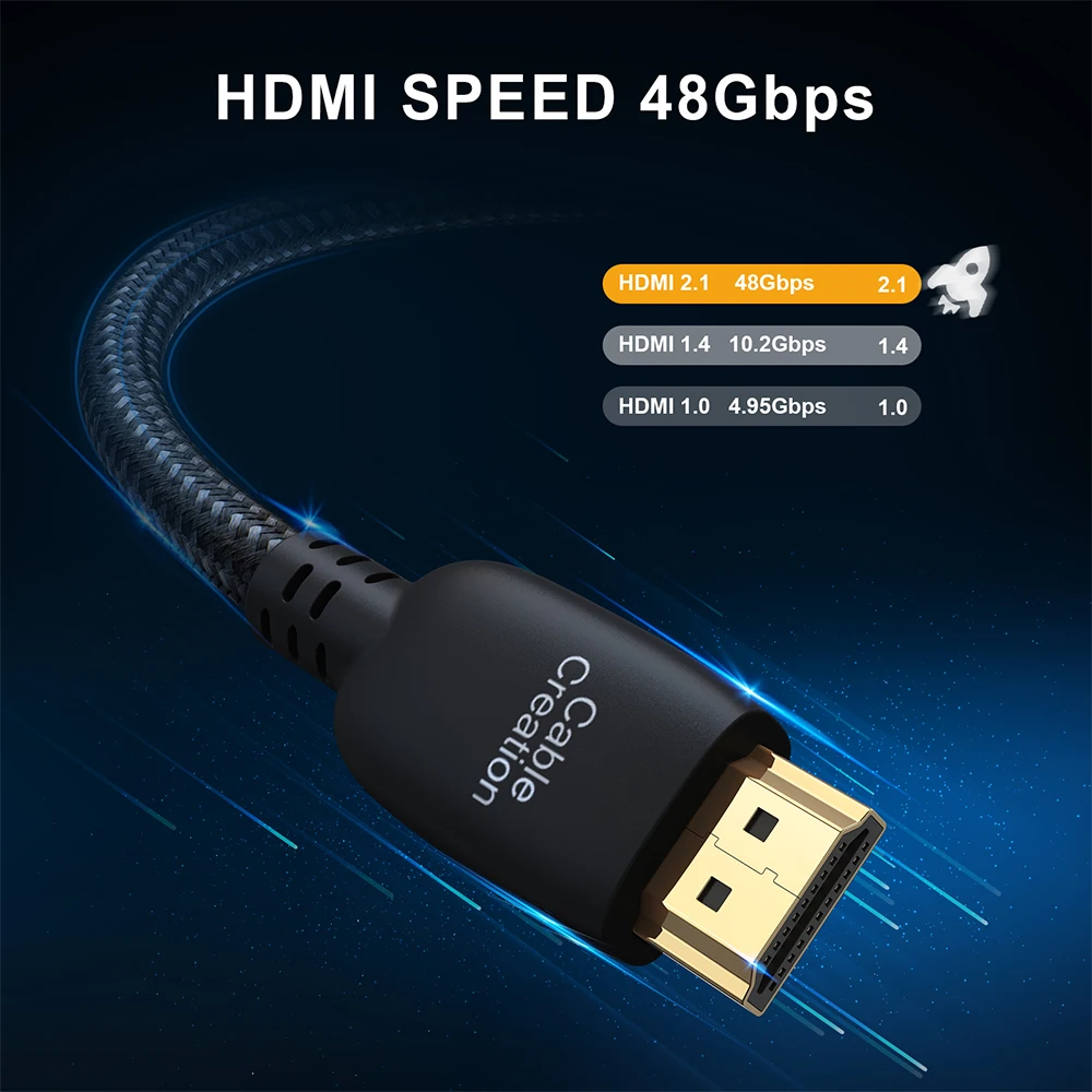 CableCreation HDMI 8K 60Hz Cable 2.1 48Gbps 4K 120Hz eARC HDR HDCP 2.2 2.3 for Sony LG Samsung TV Box PS5 PS4 Xbox Projector